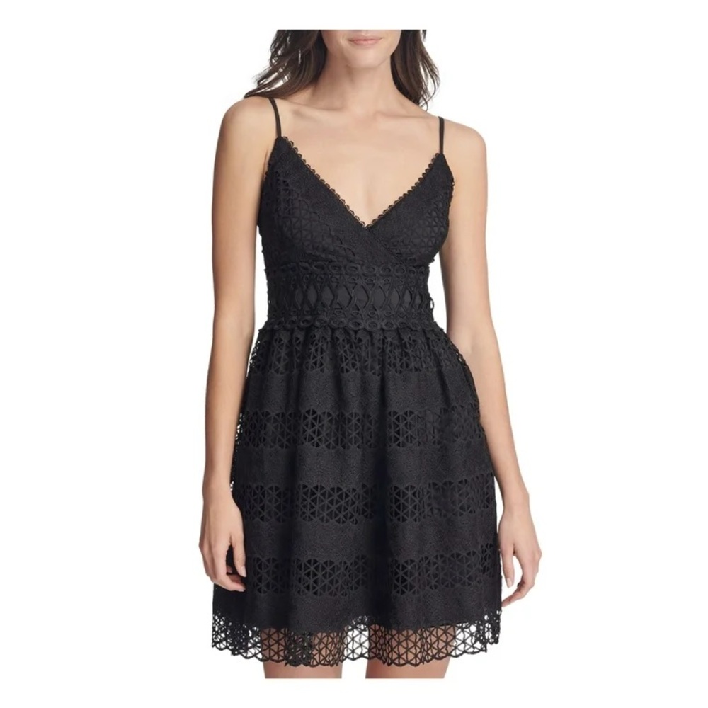 Guess Black Fit & Flare Lace Dress